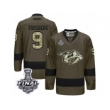 Men's Adidas Nashville Predators #9 Filip Forsberg Premier Green Salute to Service 2017 Stanley Cup Final NHL Jersey