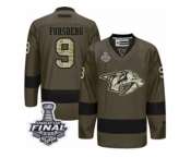 Men's Adidas Nashville Predators #9 Filip Forsberg Premier Green Salute to Service 2017 Stanley Cup Final NHL Jersey