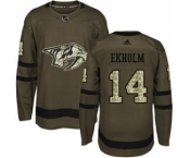 Men's Nashville Predators #14 Mattias Ekholm Green Salute to Service Stitched Hockey Jersey