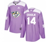 Men's Nashville Predators #14 Mattias Ekholm Purple Fights Cancer Stitched Hockey Jersey