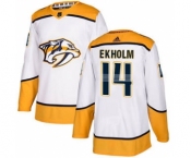 Men's Nashville Predators #14 Mattias Ekholm White Road Stitched Hockey Jersey