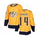 Men's Nashville Predators #14 Mattias Ekholm Yellow Home Stitched Hockey Jersey