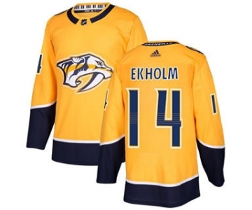 Men's Nashville Predators #14 Mattias Ekholm Yellow Home Stitched Hockey Jersey