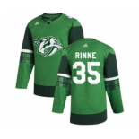 Men's Nashville Predators #35 Pekka Rinne 2020 St. Patrick's Day Stitched Hockey Jersey Green