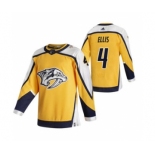 Men's Nashville Predators #4 Ryan Ellis Yellow 2020-21 Reverse Retro Alternate Hockey Jersey