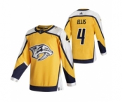 Men's Nashville Predators #4 Ryan Ellis Yellow 2020-21 Reverse Retro Alternate Hockey Jersey