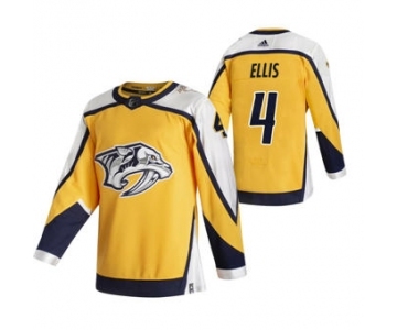 Men's Nashville Predators #4 Ryan Ellis Yellow 2020-21 Reverse Retro Alternate Hockey Jersey