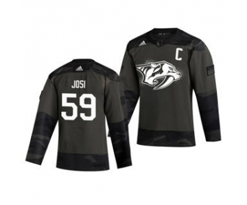 Men's Nashville Predators #59 Roman Josi 2019 Veterans Day Authentic Practice Hockey Jersey Camo