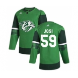 Men's Nashville Predators #59 Roman Josi 2020 St. Patrick's Day Stitched Hockey Jersey Green