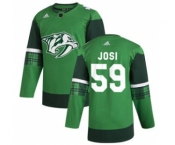 Men's Nashville Predators #59 Roman Josi 2020 St. Patrick's Day Stitched Hockey Jersey Green