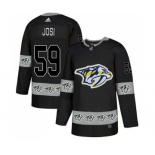 Men's Nashville Predators #59 Roman Josi Authentic Black Team Logo Fashion Hockey Jersey