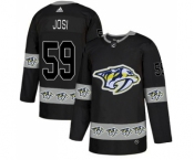 Men's Nashville Predators #59 Roman Josi Authentic Black Team Logo Fashion Hockey Jersey