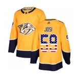 Men's Nashville Predators #59 Roman Josi Authentic Gold USA Flag Fashion Hockey Jersey