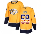 Men's Nashville Predators #59 Roman Josi Authentic Gold USA Flag Fashion Hockey Jersey