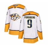 Men's Nashville Predators #9 Filip Forsberg White Road Stitched Hockey Jersey