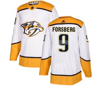 Men's Nashville Predators #9 Filip Forsberg White Road Stitched Hockey Jersey