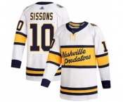 Men's Predators #10 Colton Sissons White Authentic 2020 Winter Classic Stitched Hockey Jersey