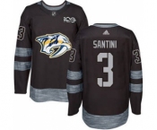 Men's Predators #3 Steven Santini Black 1917-2017 100th Anniversary Stitched Hockey Jersey