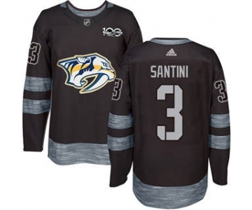 Men's Predators #3 Steven Santini Black 1917-2017 100th Anniversary Stitched Hockey Jersey