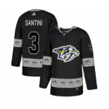 Men's Predators #3 Steven Santini Black Authentic Team Logo Fashion Stitched Hockey Jersey