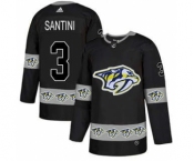 Men's Predators #3 Steven Santini Black Authentic Team Logo Fashion Stitched Hockey Jersey