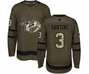 Men's Predators #3 Steven Santini Green Salute to Service Stitched Hockey Jersey