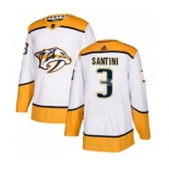 Men's Predators #3 Steven Santini White Road Authentic Stitched Hockey Jersey