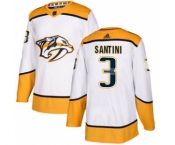 Men's Predators #3 Steven Santini White Road Authentic Stitched Hockey Jersey