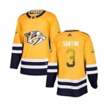 Men's Predators #3 Steven Santini Yellow Home Authentic Drift Fashion Stitched Hockey Jersey