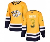 Men's Predators #3 Steven Santini Yellow Home Authentic Drift Fashion Stitched Hockey Jersey