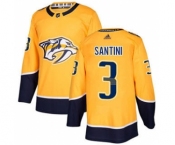 Men's Predators #3 Steven Santini Yellow Home Authentic Stitched Hockey Jersey