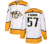 Men's Predators #57 Dante Fabbro White Road Authentic Stitched Hockey Jersey