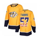 Men's Predators #57 Dante Fabbro Yellow Home Authentic USA Flag Stitched Hockey Jersey