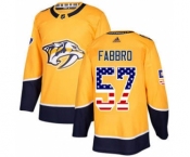 Men's Predators #57 Dante Fabbro Yellow Home Authentic USA Flag Stitched Hockey Jersey