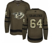 Men's Predators #64 Mikael Granlund Green Salute to Service Stitched Hockey Jersey