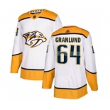 Men's Predators #64 Mikael Granlund White Road Stitched Hockey Jersey