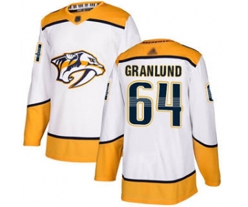 Men's Predators #64 Mikael Granlund White Road Stitched Hockey Jersey