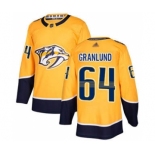 Men's Predators #64 Mikael Granlund Yellow Home Stitched Hockey Jersey