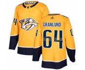 Men's Predators #64 Mikael Granlund Yellow Home Stitched Hockey Jersey