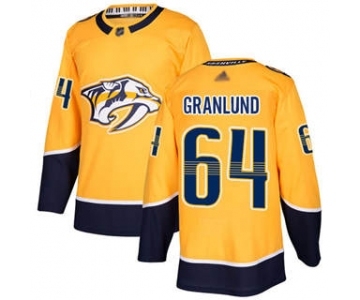 Men's Predators #64 Mikael Granlund Yellow Home Stitched Hockey Jersey