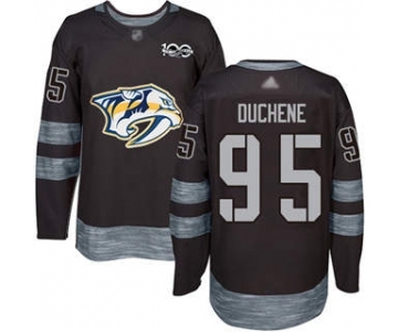 Men's Predators #95 Matt Duchene Black 1917-2017 100th Anniversary Stitched Hockey Jersey