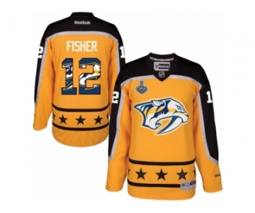 Men's Reebok Nashville Predators #12 Mike Fisher Authentic Gold Home 2017 Stanley Cup Final NHL Jersey New Style