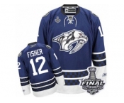 Men's Reebok Nashville Predators #12 Mike Fisher Premier Blue Third 2017 Stanley Cup Final NHL Jersey