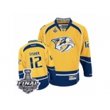 Men's Reebok Nashville Predators #12 Mike Fisher Premier Gold Home 2017 Stanley Cup Final NHL Jersey