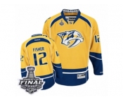 Men's Reebok Nashville Predators #12 Mike Fisher Premier Gold Home 2017 Stanley Cup Final NHL Jersey