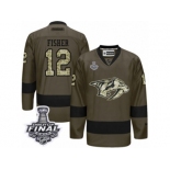 Men's Reebok Nashville Predators #12 Mike Fisher Premier Green Salute to Service 2017 Stanley Cup Final NHL Jersey