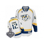 Men's Reebok Nashville Predators #12 Mike Fisher Premier White Away 2017 Stanley Cup Final NHL Jersey