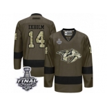 Men's Reebok Nashville Predators #14 Mattias Ekholm Premier Green Salute to Service 2017 Stanley Cup Final NHL Jersey