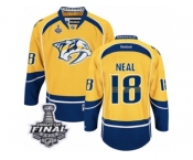 Men's Reebok Nashville Predators #18 James Neal Premier Gold Home 2017 Stanley Cup Final NHL Jersey