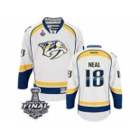 Men's Reebok Nashville Predators #18 James Neal Premier White Away 2017 Stanley Cup Final NHL Jersey